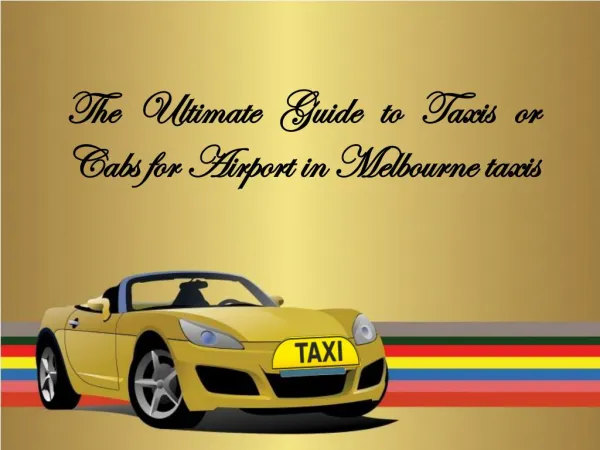 Get Taxis Or Cabs In Melbourne