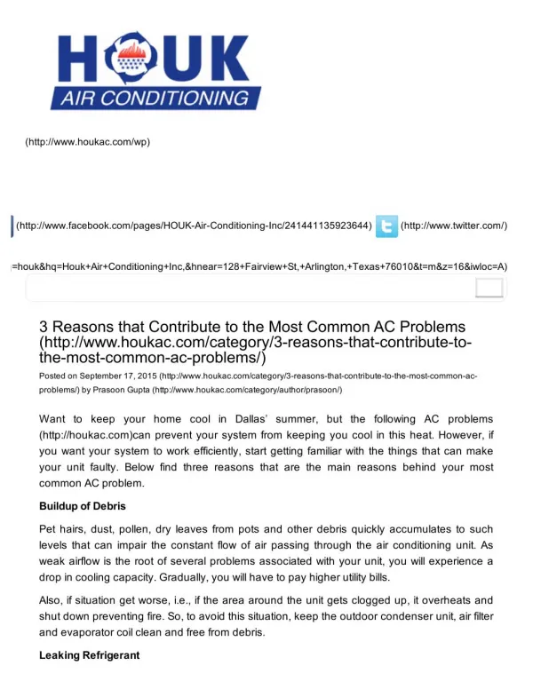 3 Reasons that Contribute to the Most Common AC Problems