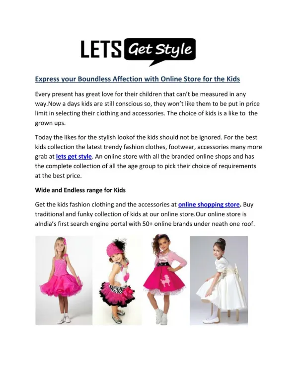 Online shopping with lets get style|Kids online shopping store- letsgetstyle.com