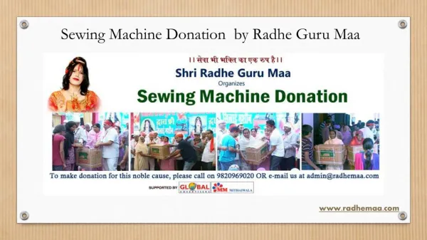 Sewing Machine Donation by Radhe Guru Maa