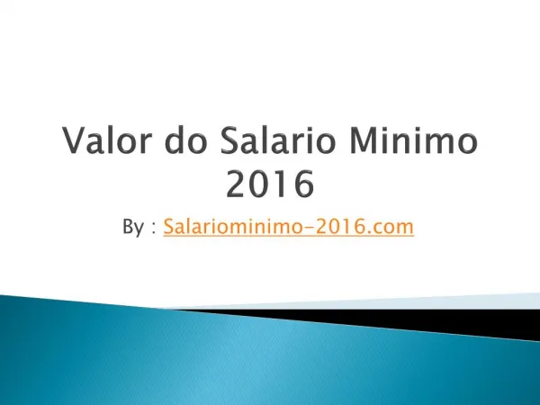 Valor Salario Minimo 2016