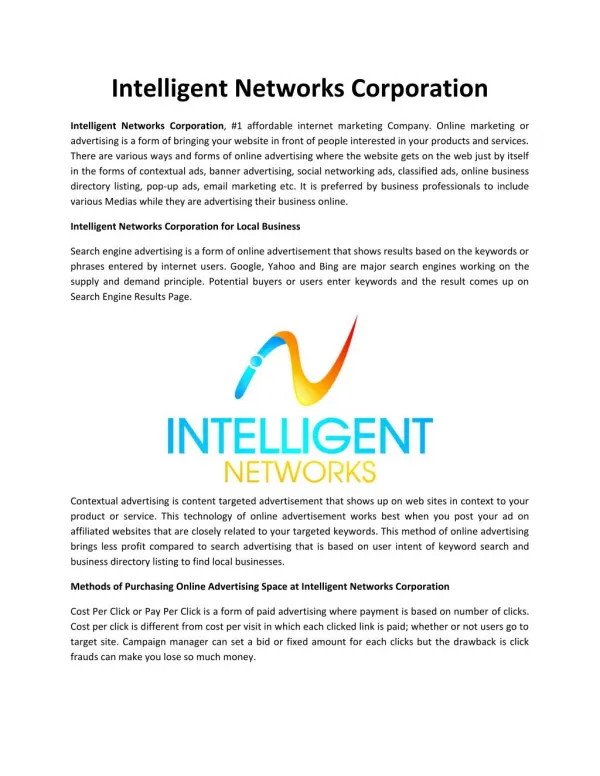 Intelligent Networks Corporation