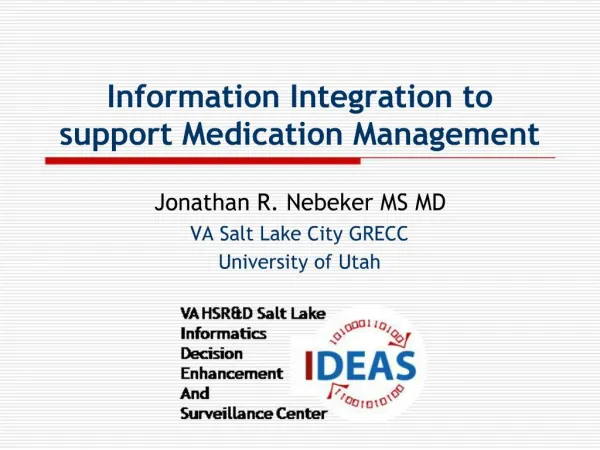 Information Integration to support Medication Management