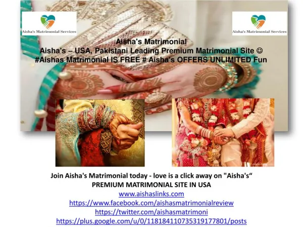 Aisha's Matrimonial Reviews