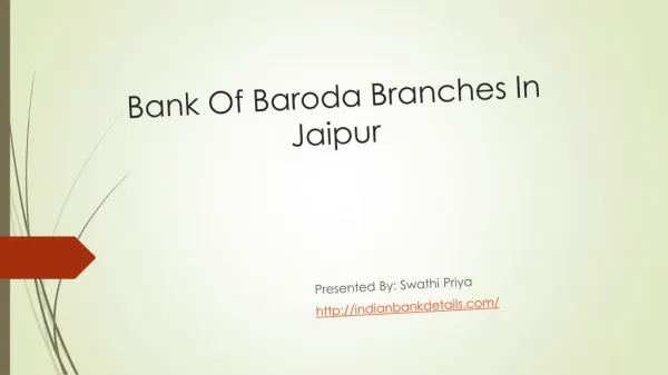 Bank Of Baroda Branches In Jaipur