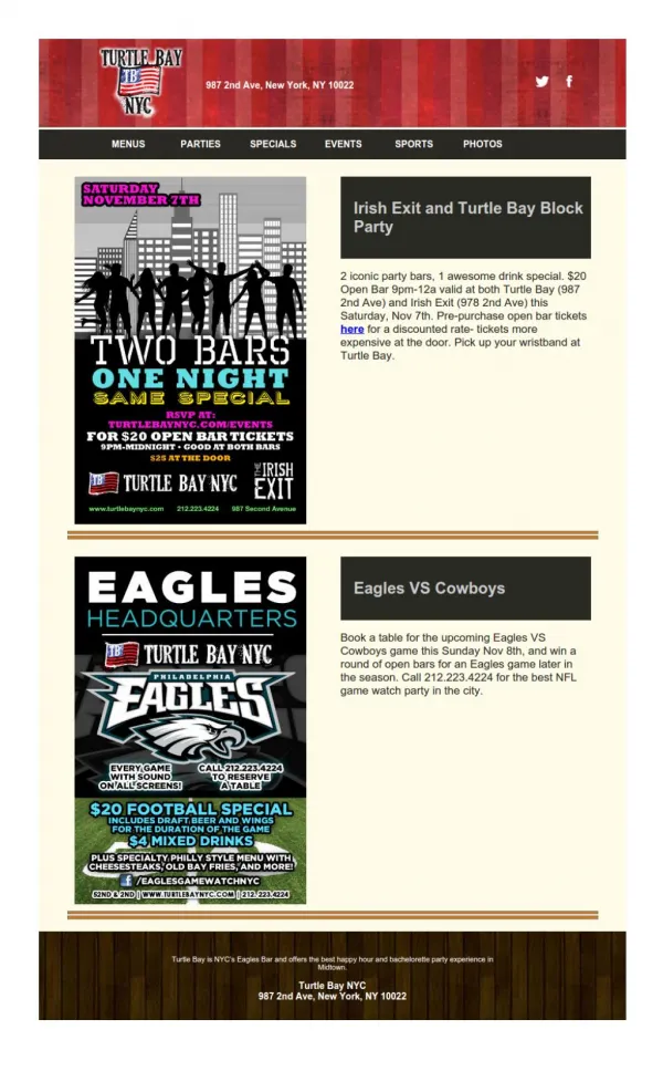 Turtle Bay Block Party And Eagles Sports Events