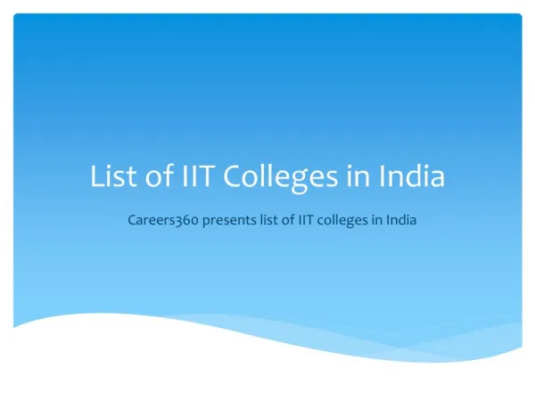 List of IITs in India