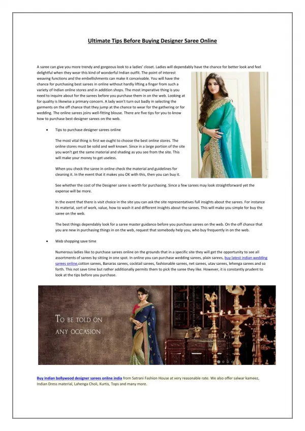 Ultimate tips before buying designer saree online