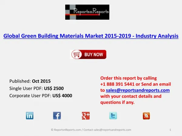 Global Green Building Materials Market 2015-2019 - Industry Analysis