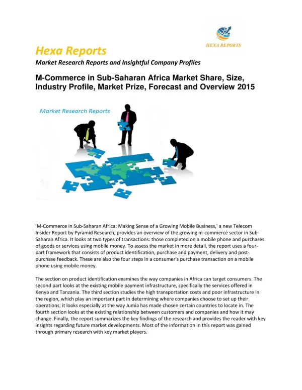 M-Commerce in Sub-Saharan Africa Market Share, Key Trends Application Analysis, Regional Outlook & Forecasts to 2015