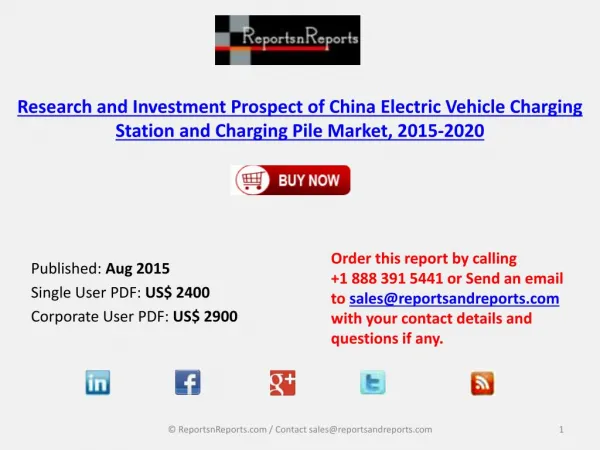 Electric Vehicle Charging Station and Charging Pile Market in China Research and Investment Prospect 2015-2020