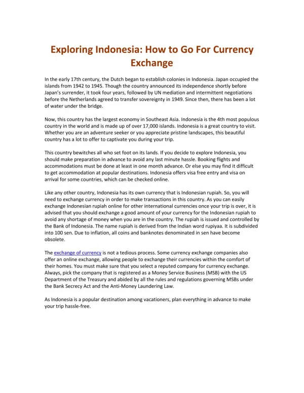 Exploring indonesia how to go for currency exchange