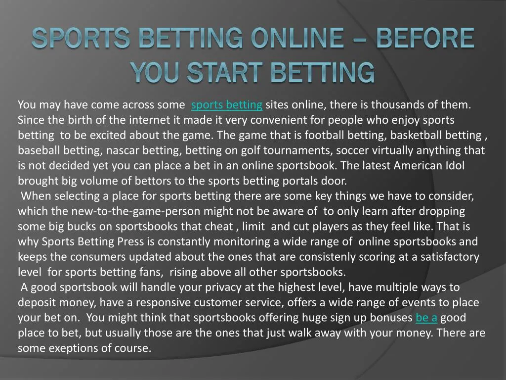 sports betting online before you start betting