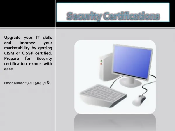 Security Certifications and Training for 2016.