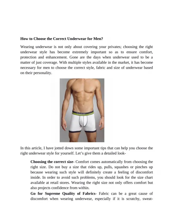 How to Choose the Correct Underwear for Men?