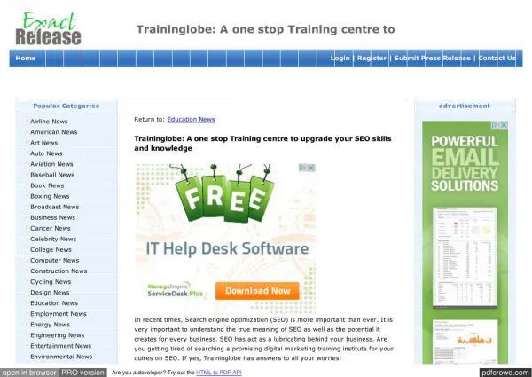 Traininglobe: A one stop Training centre to upgrade your SEO skills and knowledge