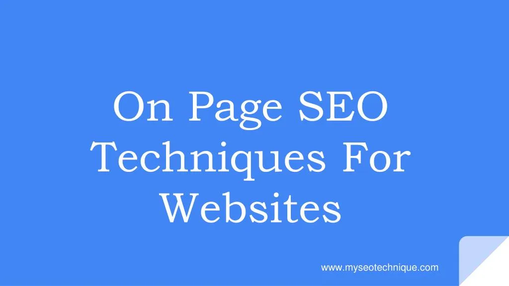 on page seo techniques for websites