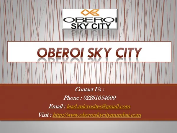Oberoi Sky City - 3BHK Sky City Residential Flats - Borivali East Mumbai - Call @ 02261054600 - Price, Review, Payment