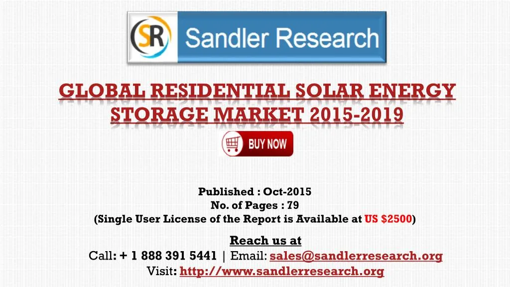 global residential solar energy storage market 2015 2019