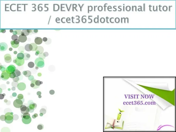 ECET 365 DEVRY professional tutor / ecet365dotcom