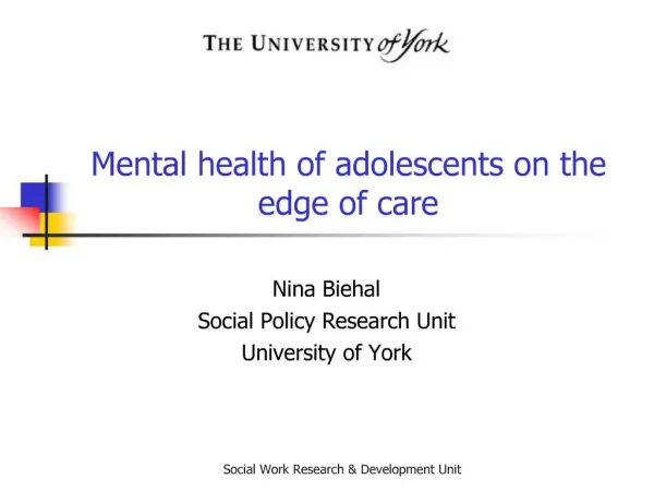 Mental health of adolescents on the edge of care