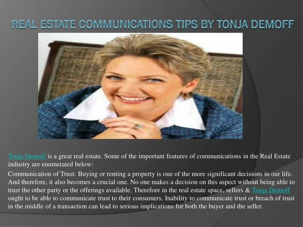 real estate communications tips by tonja demoff