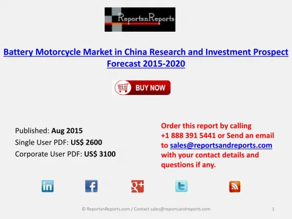 Market Research and Investment Prospect Forecast of Battery Motorcycle Industry in China, 2015-2020