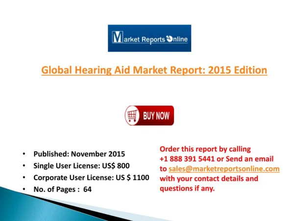 Hearing Aid Market Global Forecast to 2018 and Future Trends Analysis