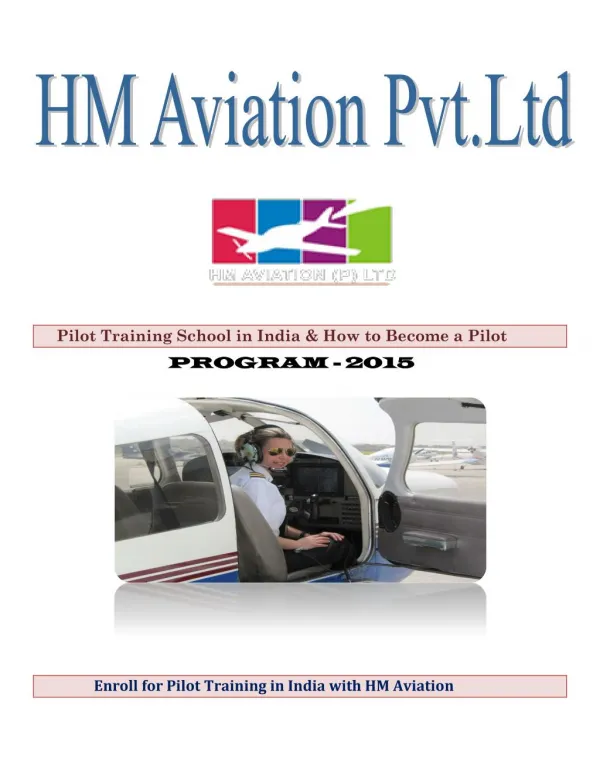 Enrol for Pilot Training in India with HM Aviation