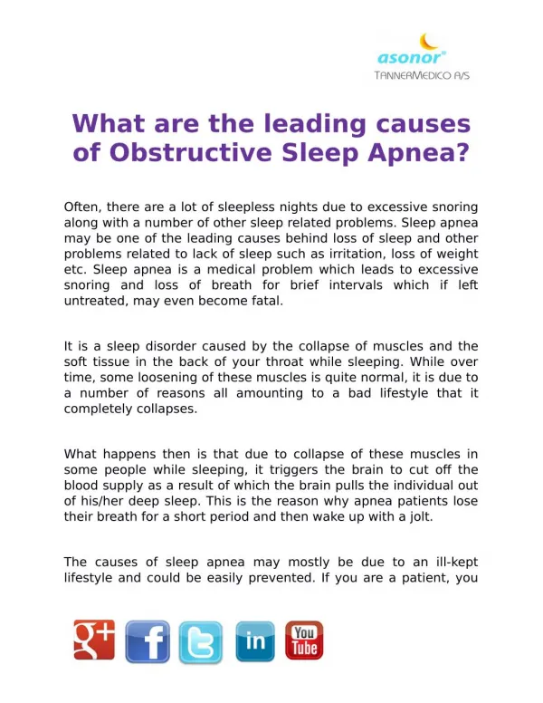 What are the leading causes of Obstructive Sleep Apnea?