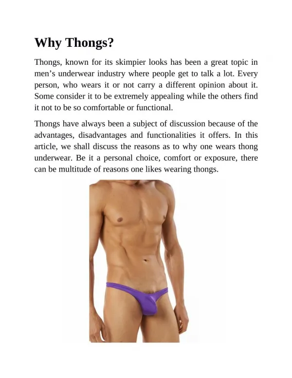 Why Thongs?