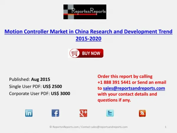Market Research and Development Trend of Motion Controller Industry in China, 2015-2020