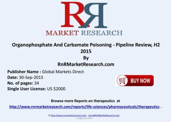 Organophosphate And Carbamate Poisoning Pipeline Review H2 2015