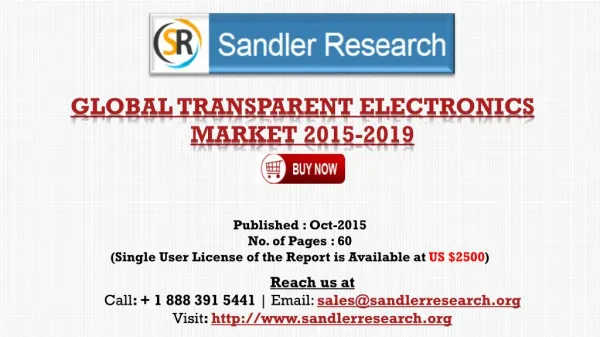 2019 World Transparent Electronics Industry by Market Size, Trends, Drivers and Growth Opportunities Analysis and Foreca