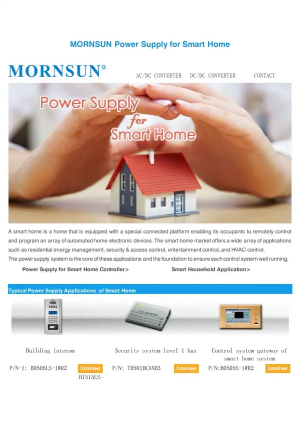 MORNSUN Power Supply for Smart Home