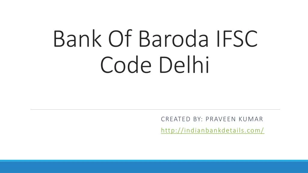 bank of baroda ifsc code delhi