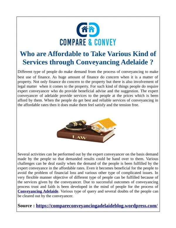 Who are Affordable to Take Various Kind of Services through Conveyancing Adelaide ?