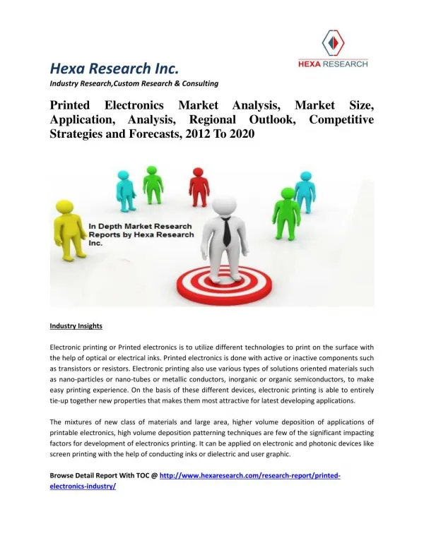 Printed Electronics Market Analysis, Market Size, Application, Analysis, Regional Outlook, Competitive Strategies and Fo