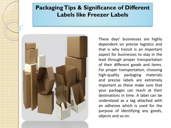 Packaging Tips & Significance of Different Labels like Freezer Labels