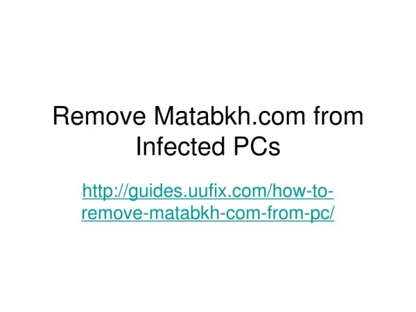 Remove Matabkh.com from Infected PCs