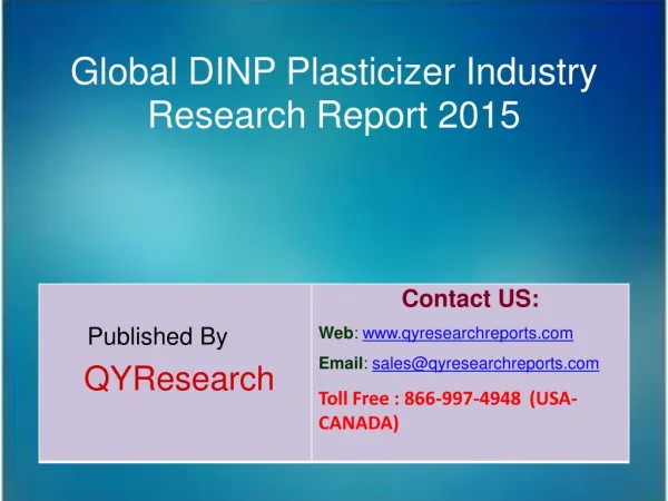Global DINP Plasticizer Market 2015 Industry Growth, Trends, Analysis, Share and Research