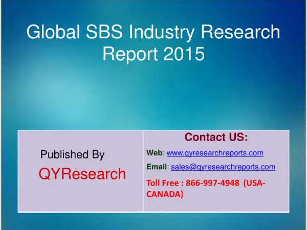 Global SBS Market 2015 Industry Research, Outlook, Trends, Development, Study, Overview and Insights