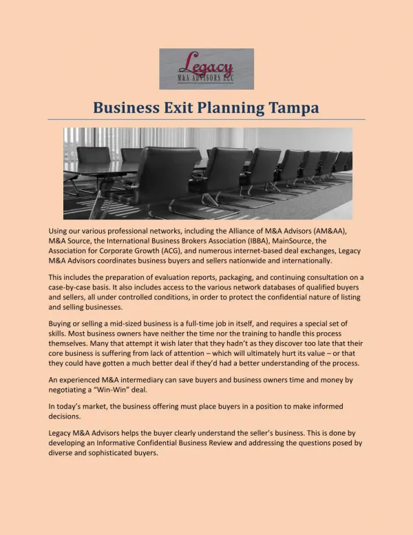 Business Exit Planning Tampa