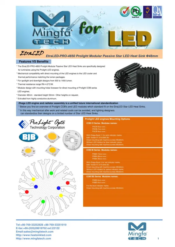EtraLED PRO 4850 for Prolight Modular Passive LED Cooler ?48mm
