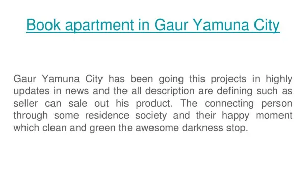 Book apartment in Gaur Yamuna City