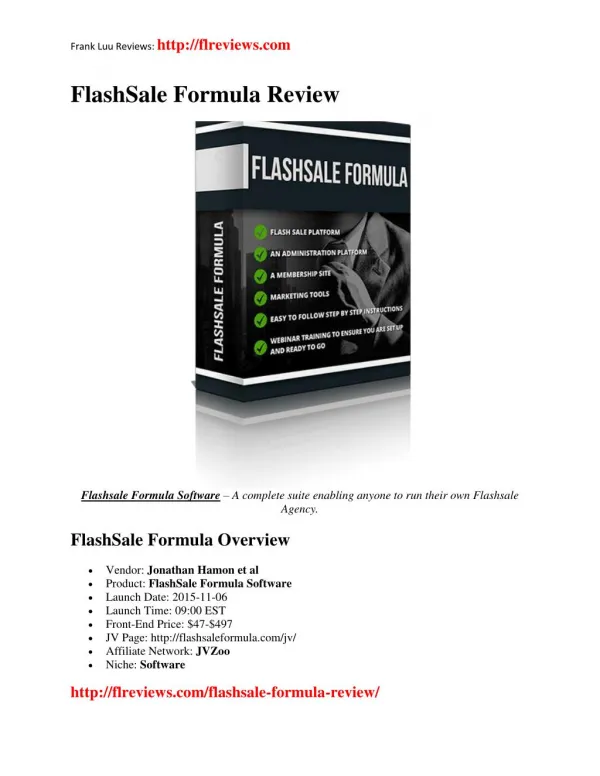 FlashSale Formula Review and Bonus