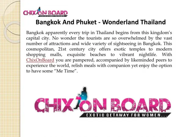 Women Only Tours Bangkok , Exclusive Women Tour , Chixonboard