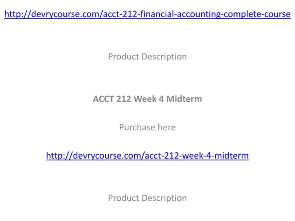 ACCT 212 Financial Accounting Complete Course