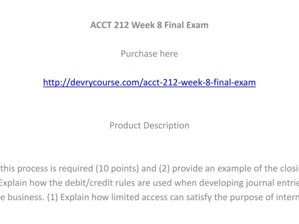 ACCT 212 Week 8 Final Exam