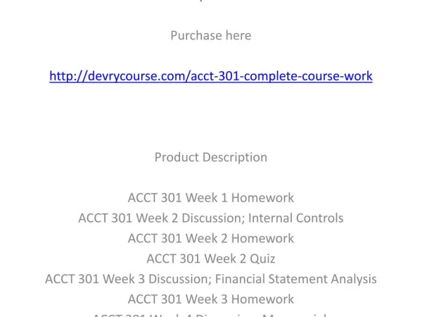 ACCT 301 Complete Course Work